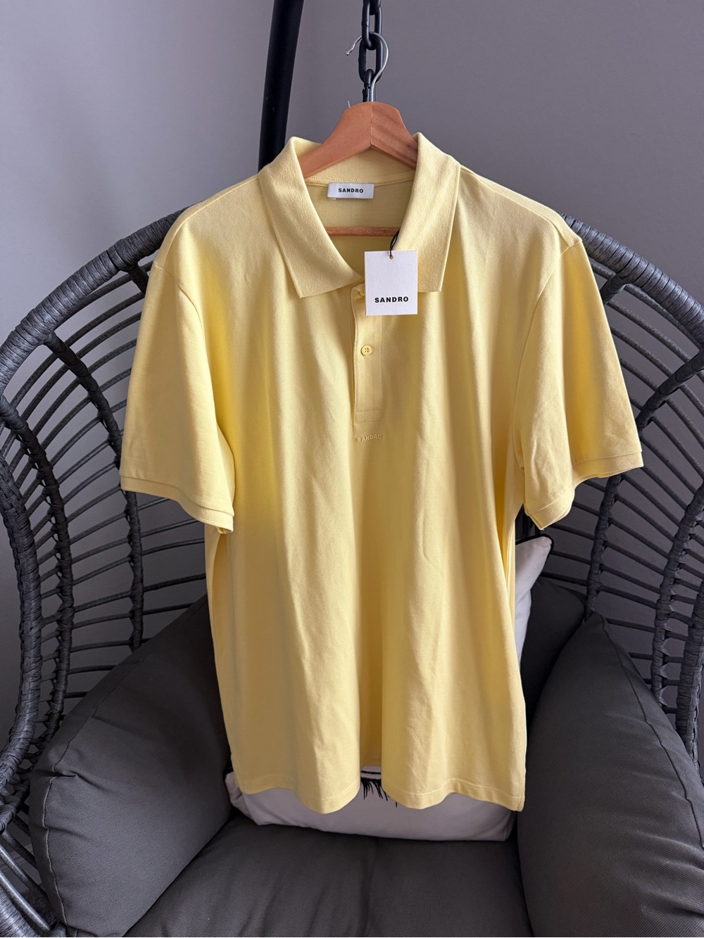 Sandro Men's Polo Shirt in Soft Yellow XXL